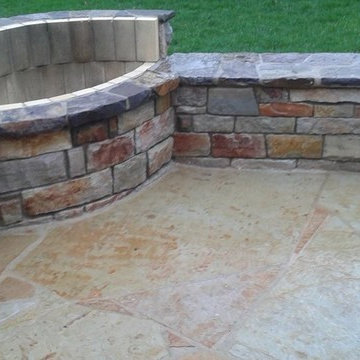 Natural Stone fire pit Stone walls stairs flagstone patio in chesterfield, mo