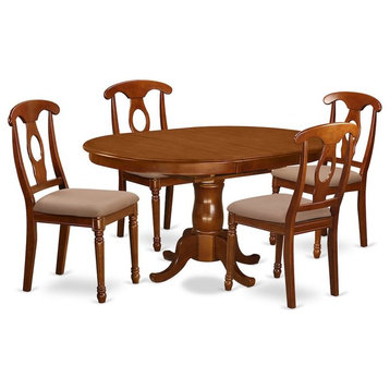 Dining Room Set, Oval Table, Leaf and 4 Styled Chairs With Cushion