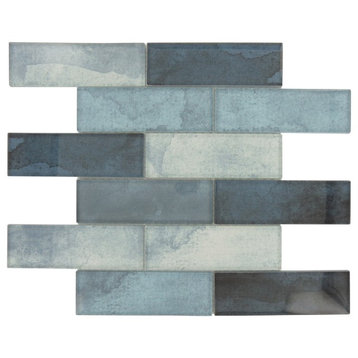 11.75"x12" Wesminster Glossy Glass Tile, Blue Jubilee