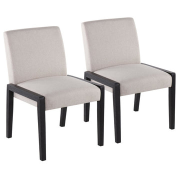 Carmen Chair, Set of 2, Black Wood, Beige Fabric