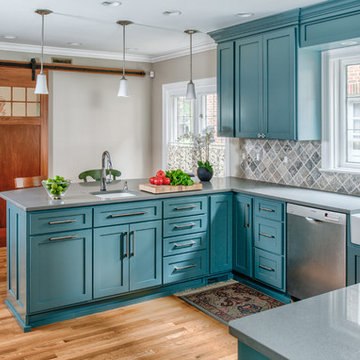 Blue/Green Kitchen and Powder Room