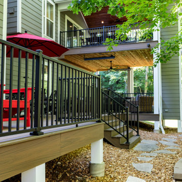Two Tiered Covered Deck with Fireplaces