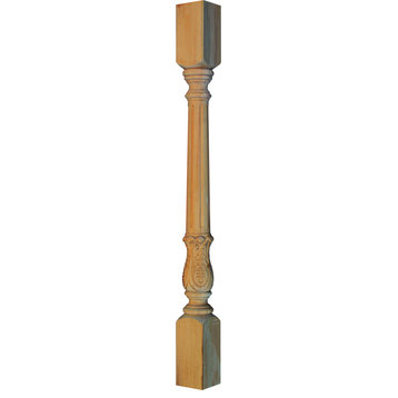 Handcarved Acanthus Column Post, Bass Wood, 36"