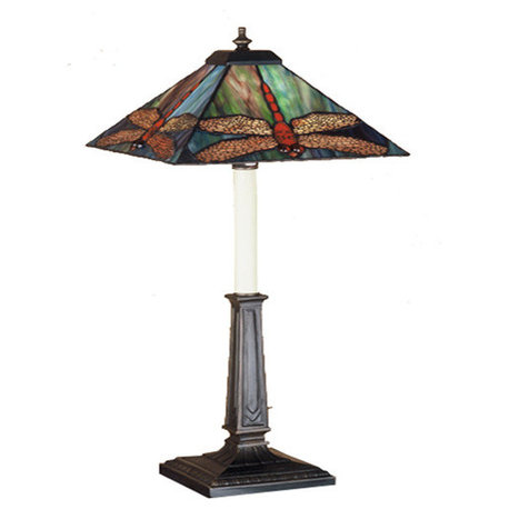 Meyda Lighting 24.5"H Prairie Dragonfly Buffet Lamp, Pbag Flame Orange