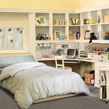 Built-in wardrobe closet and murphy bed.