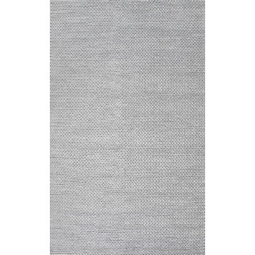 nuLOOM Braided Wool Hand Woven Chunky Cable Rug, Light Gray, 5'x8'