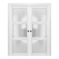 French Double Pocket Doors Lucia 22 Matte White Glass