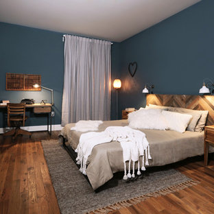 75 Most Popular Rustic Bedroom With Blue Walls Design Ideas