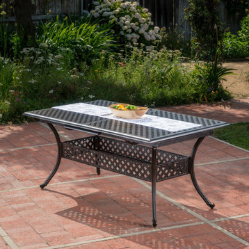 GDF Studio Ariel Outdoor Patina Copper Finish Expandable Dining Table