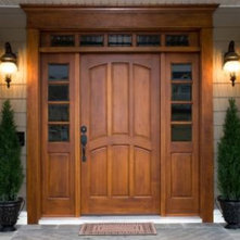 Traditional Front Doors Wood entry with transom