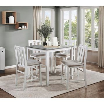 Lexicon Lowell 5 Piece Wood Counter Height Dining Set in Gray and White