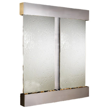 Cottonwood Falls Water Fountain, Silver Mirror, Stainless Steel, Square