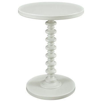 Linon Spectrum Round Spindle Wood Accent Table in White