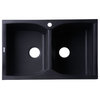 AB3220DI-BLA Black 32" Drop-In Double Bowl Granite Composite Kitchen Sink