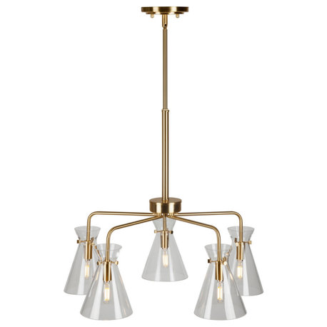 5-Light Soft Gold Chandelier, Soft Gold