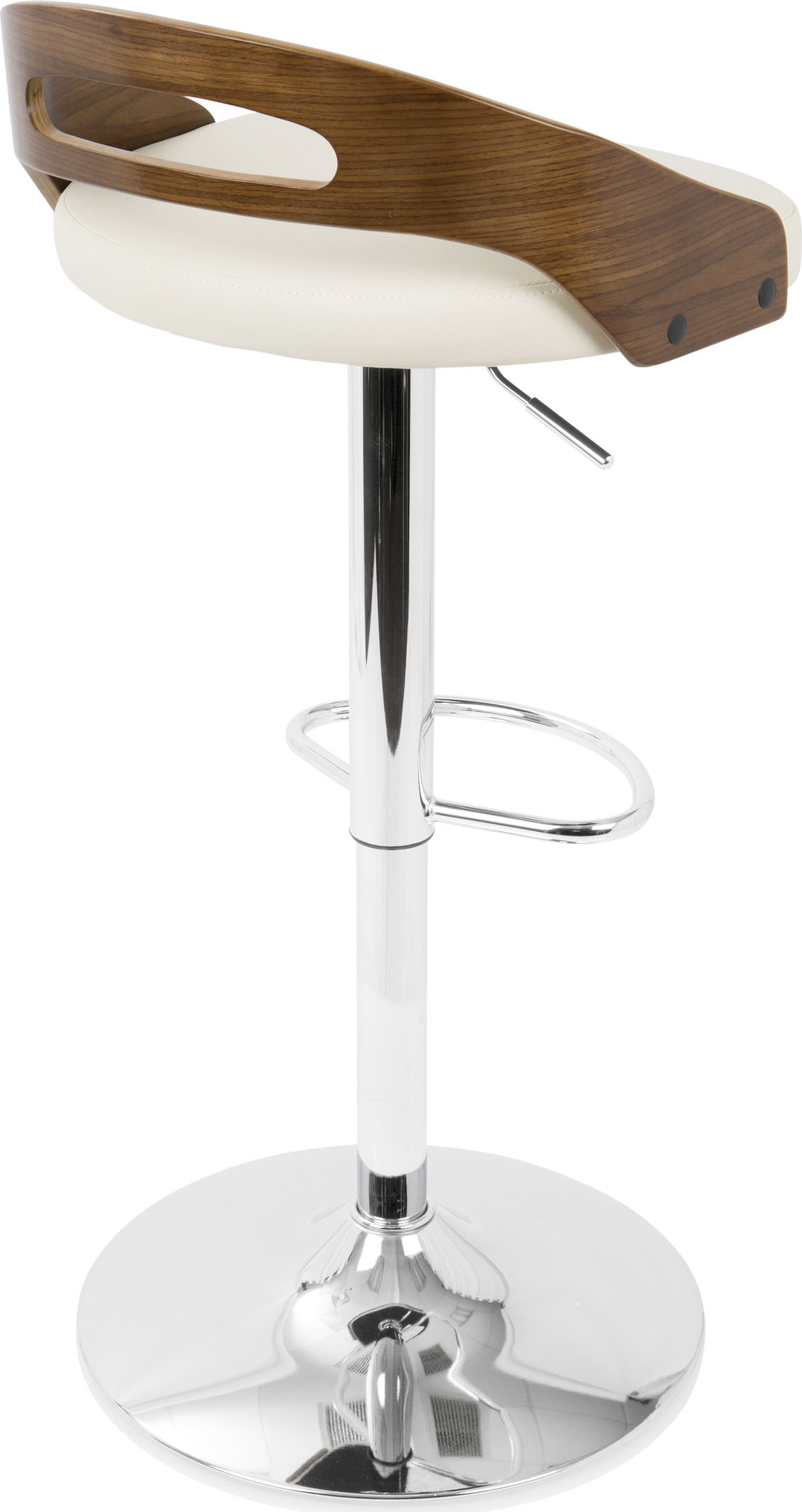 LumiSource Cassis Adjustable Height Barstool With Swivel, Walnut/Cream