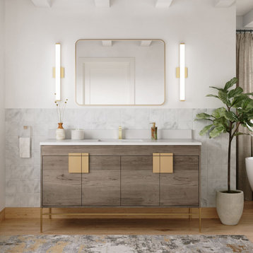 The Lockhart Bathroom Vanity, Single Sink, 60", Grey, Freestanding