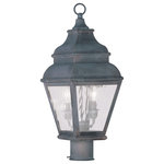 Livex Lighting - Exeter Outdoor Post Head, Charcoal - Finished in charcoal with clear water glass, this outdoor post lantern offers plenty of stylish illumination for your home's exterior.