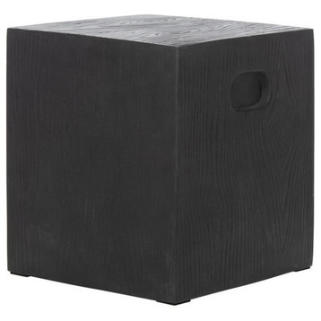 Ubi Indoor/Outdoor Modern Concrete 16.5" H Accent Table Black