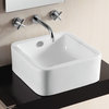 Square White Ceramic Vessel Bathroom Sink, No Hole