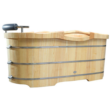 ALFI brand AB1163 61" Oak Soaking Bathtub for Freestanding - Natural Wood