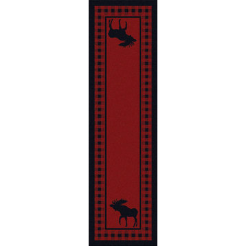 Moose Refuge Rug, Red, 2'x8', Runner