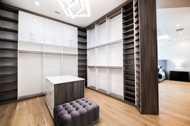 Example of a transitional closet design in Miami