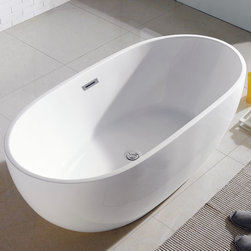 60" x 30" White Oval Soaking Free-Standing Bathtub - Bathtubs