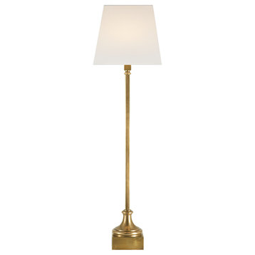Cawdor Buffet Lamp in Antique-Burnished Brass with Linen Shade