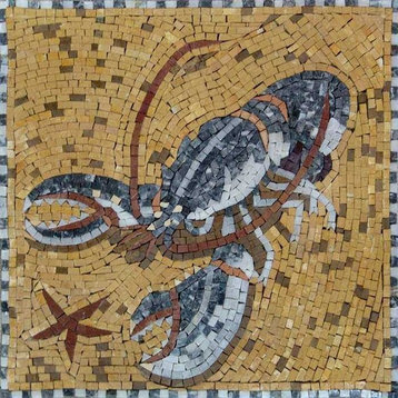 Lobster Mosaic Mural, 16"x16"