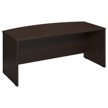 Bowery Hill 72" Bow Front Desk Shell in Mocha Cherry
