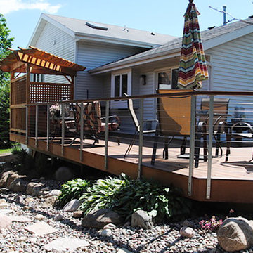 Deck in SW Madison, WI with Cable Railing and Pergola
