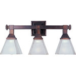Maxim Lighting International - Brentwood 3-Light Bath Vanity Sconce, Oil Rubbed Bronze, Frosted - Brighten up your powder room with the classic Brentwood Bath Vanity Fixture. This 3-light vanity fixture is beautifully finished in oil rubbed bronze with frosted glass shades to match your existing hardware. Whether hung over a pedestal sink or a full vanity, this fixture illuminates your space and sheds light on your morning and nightly routines.