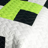 Tetris - C 3PC Cotton Vermicelli-Quilted Patchwork Geometric Quilt Set-Full/Quee