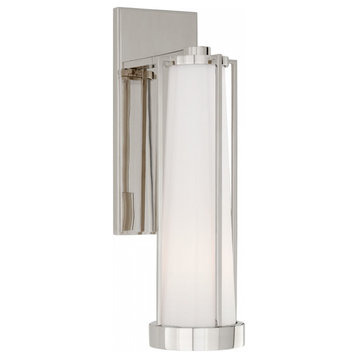 Calix Wall Sconce, 1-Light, Bracketed, Polished Nickel, White Glass, 16"H