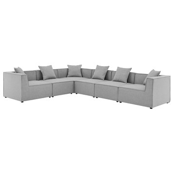 Saybrook Outdoor Patio Upholstered 6-Piece Sectional Sofa, Gray