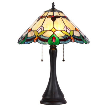 JORGIE Tiffany-style 2 Light Table Lamp 16 Shade