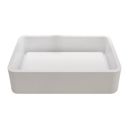 ADM Bathroom Design - ADM Rectangular Countertop Vessel Sink, White, 24", Glossy White - Bathroom Sinks