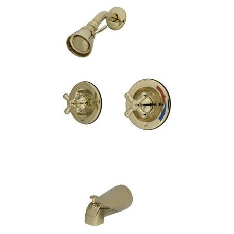 Kingston Pressure Balanced Two-Handle Tub and Shower Faucet, Polished Brass