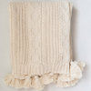 Chunky Cable Knit Cream Cotton Throw With Tassels