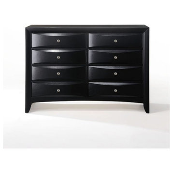 Wooden Dresser with 8 Drawers, Black