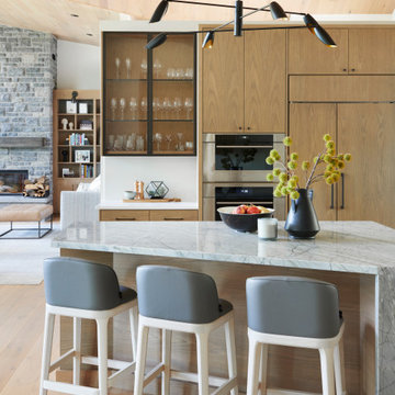 White Oak and Quartz Shine in Modern Cottage Kitchen
