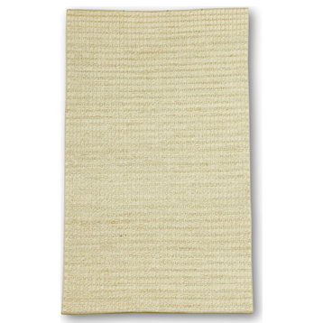 Hand Woven Loop Striped Woven Jute Rug by Tufty Home, Bleach, 2.5x9