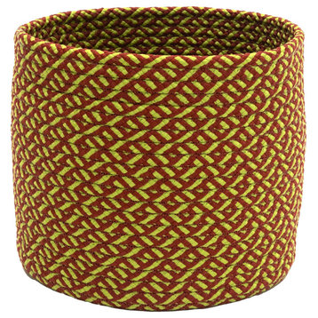 Holiday-Vibes Modern Weave Basket, Vibe Green/Red 16"X16"X14"