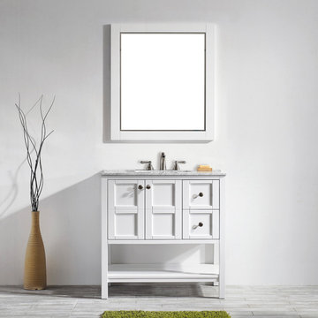 Florence 36 in. W x 22 in. D x 35 in. H Vanity in White with Marble Vanity Top i