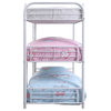 Bowery Hill Industrial Metal 2 Built-in Ladders Triple Twin Bunk Bed in White