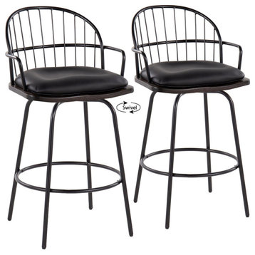 Riley Claire 26" Fixed-Height Counter Stool With Arms, Set of 2