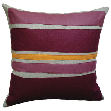 Felt Appliqu&eacute; Linen Pillow - Color Block, Burgandy/Spice, 16x16