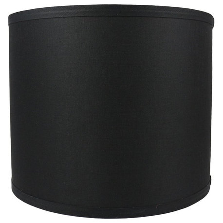 Classic Drum Smooth Linen Lamp Shade, Black, 12"