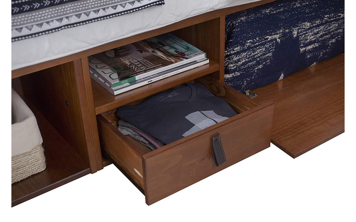 Memomad Bali Storage Platform Bed with Drawers (Queen Size, Caramel)